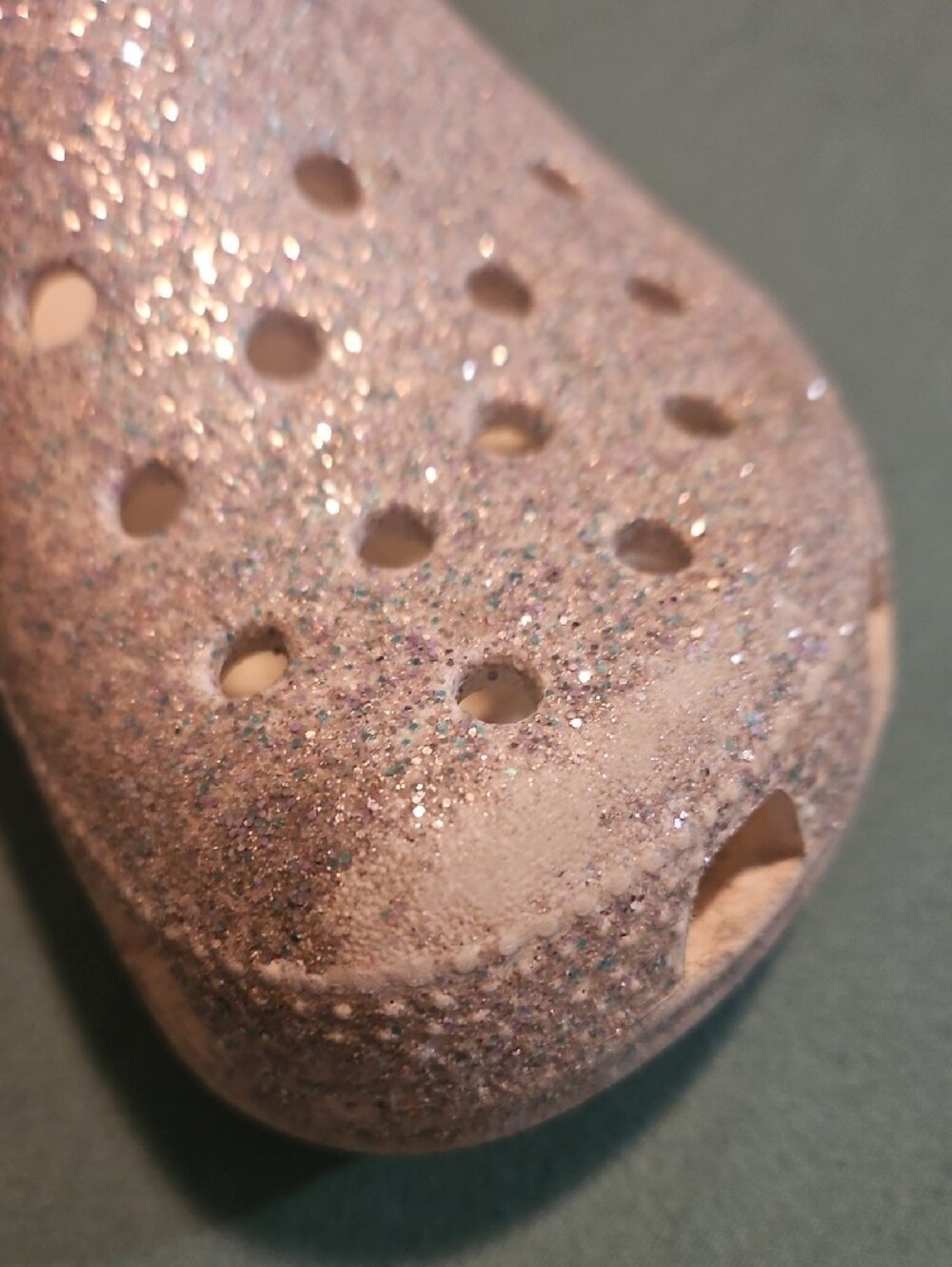CROCS Kids Glitter Clogs - White Eith Silver Sparkle - Picture 3 of 4